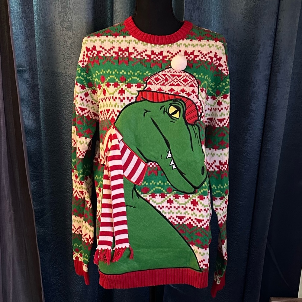 33 degrees mens ugly Christmas sweater TRex new size Medium Tall